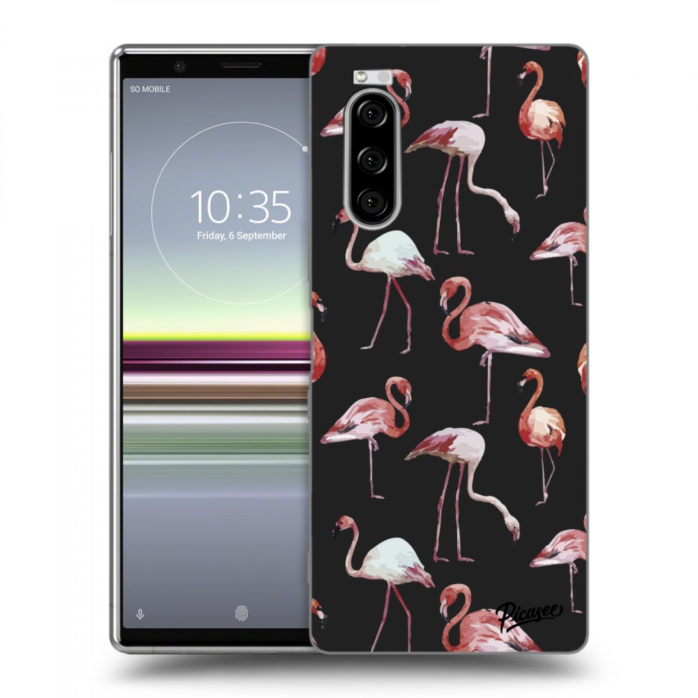 Picasee silikonový černý obal pro Sony Xperia 5 - Flamingos
