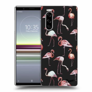 Picasee silikonový černý obal pro Sony Xperia 5 - Flamingos