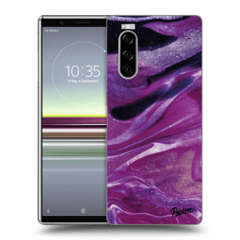 Picasee silikonový průhledný obal pro Sony Xperia 5 - Purple glitter