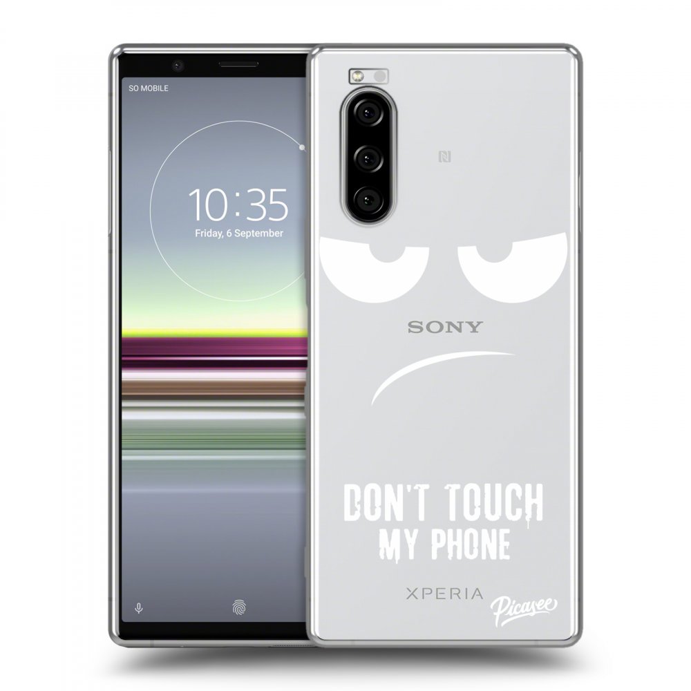 Picasee silikonový průhledný obal pro Sony Xperia 5 - Don't Touch My Phone