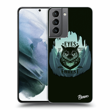 Picasee silikonový černý obal pro Samsung Galaxy S21 5G G991B - Forest owl