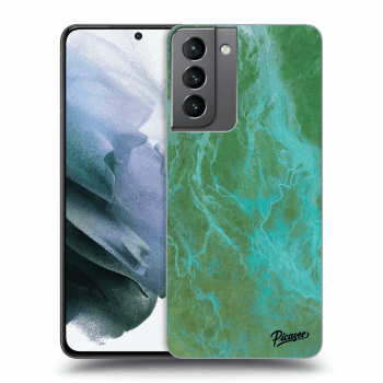 Picasee silikonový průhledný obal pro Samsung Galaxy S21 5G G991B - Green marble