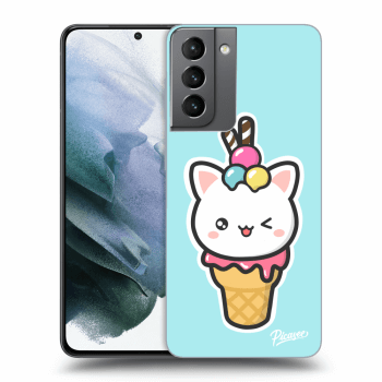 Picasee silikonový černý obal pro Samsung Galaxy S21 5G G991B - Ice Cream Cat