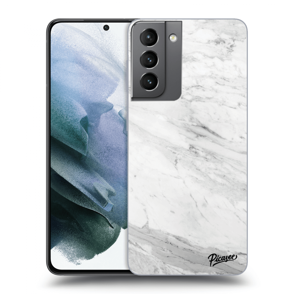 Picasee silikonový průhledný obal pro Samsung Galaxy S21 5G G991B - White marble