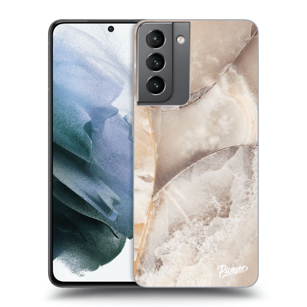 Picasee silikonový průhledný obal pro Samsung Galaxy S21 5G G991B - Cream marble
