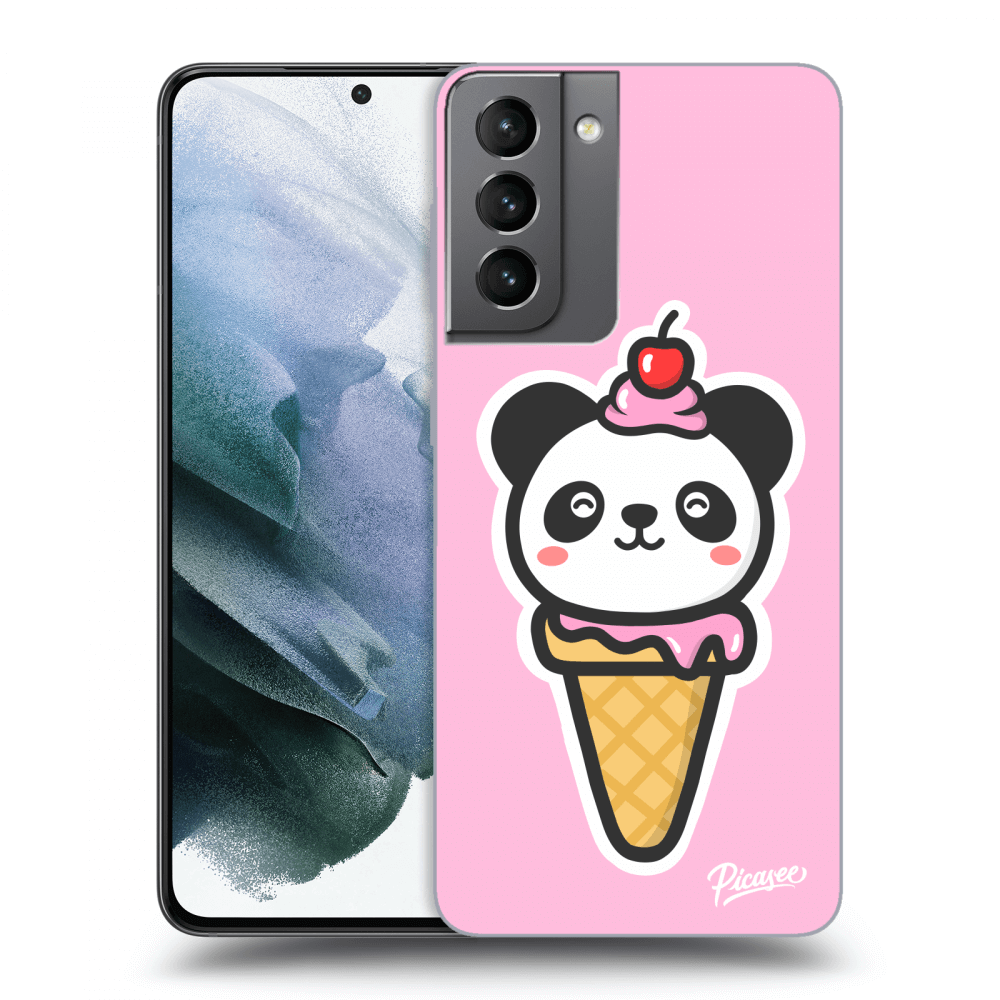 Picasee silikonový průhledný obal pro Samsung Galaxy S21 5G G991B - Ice Cream Panda