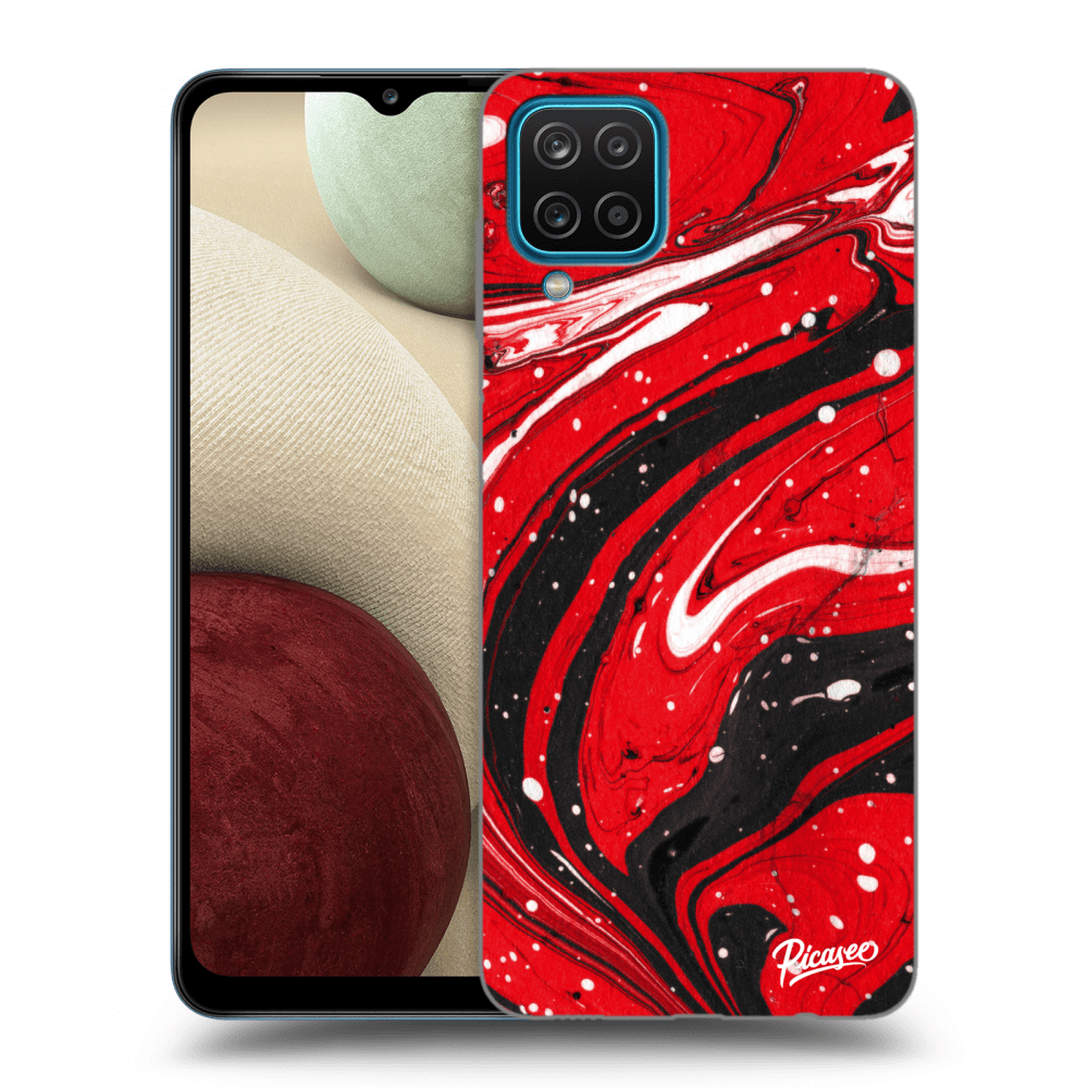 Picasee silikonový průhledný obal pro Samsung Galaxy A12 A125F - Red black