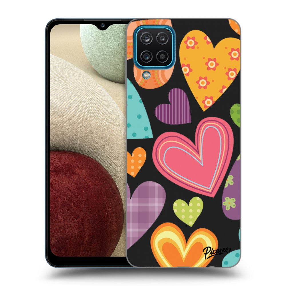 Picasee silikonový černý obal pro Samsung Galaxy A12 A125F - Colored heart