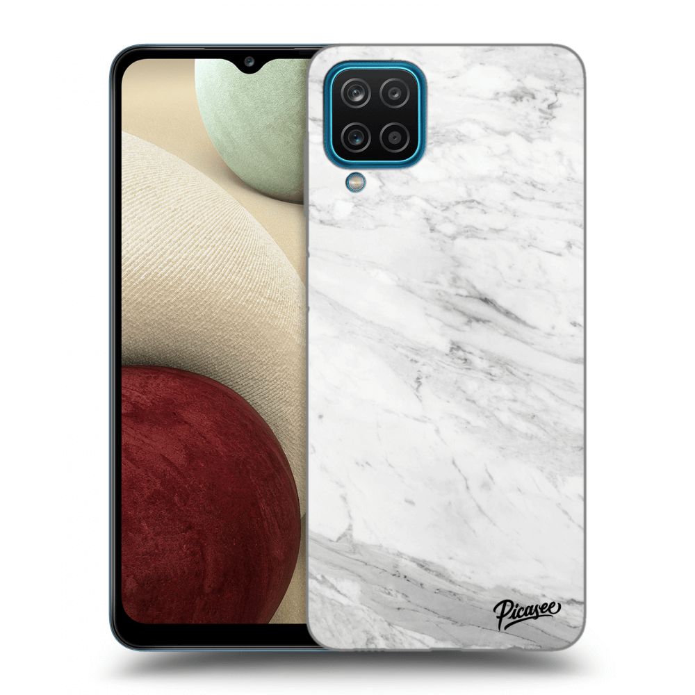 Picasee silikonový černý obal pro Samsung Galaxy A12 A125F - White marble