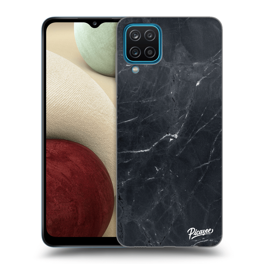 Picasee silikonový průhledný obal pro Samsung Galaxy A12 A125F - Black marble