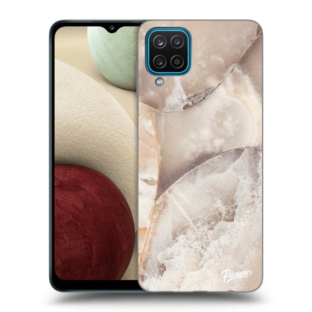 Picasee silikonový průhledný obal pro Samsung Galaxy A12 A125F - Cream marble