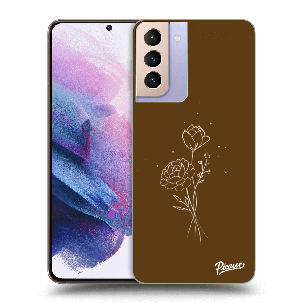 Picasee silikonový průhledný obal pro Samsung Galaxy S21+ 5G G996F - Brown flowers