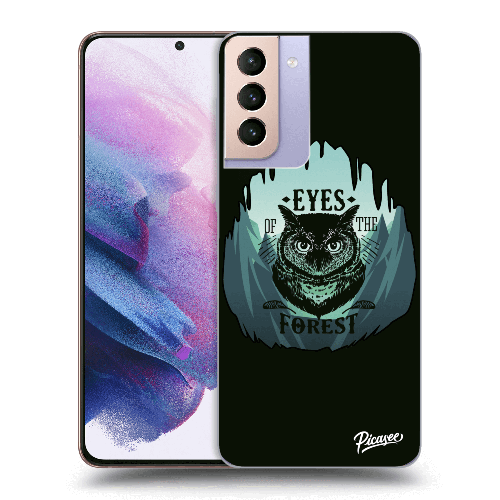 Picasee silikonový černý obal pro Samsung Galaxy S21+ 5G G996F - Forest owl