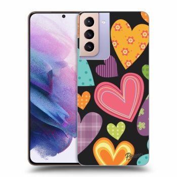 Picasee silikonový černý obal pro Samsung Galaxy S21+ 5G G996F - Colored heart