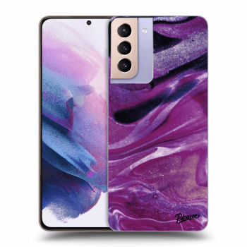 Picasee silikonový černý obal pro Samsung Galaxy S21+ 5G G996F - Purple glitter