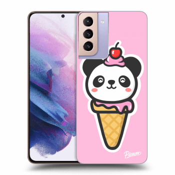 Picasee silikonový průhledný obal pro Samsung Galaxy S21+ 5G G996F - Ice Cream Panda