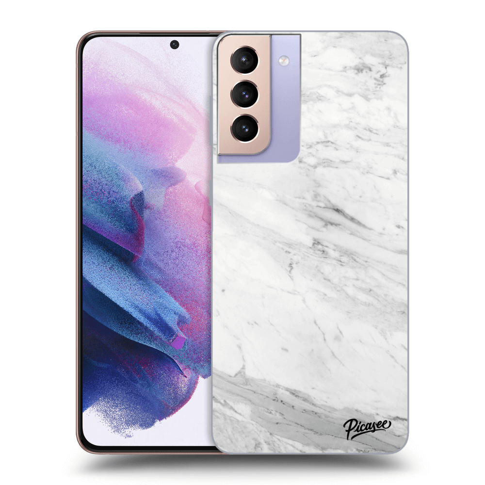 Picasee silikonový černý obal pro Samsung Galaxy S21+ 5G G996F - White marble