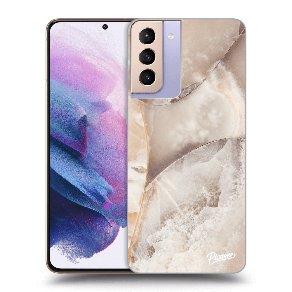 Picasee silikonový průhledný obal pro Samsung Galaxy S21+ 5G G996F - Cream marble