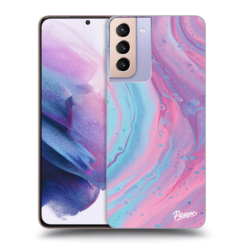 Picasee silikonový průhledný obal pro Samsung Galaxy S21+ 5G G996F - Pink liquid