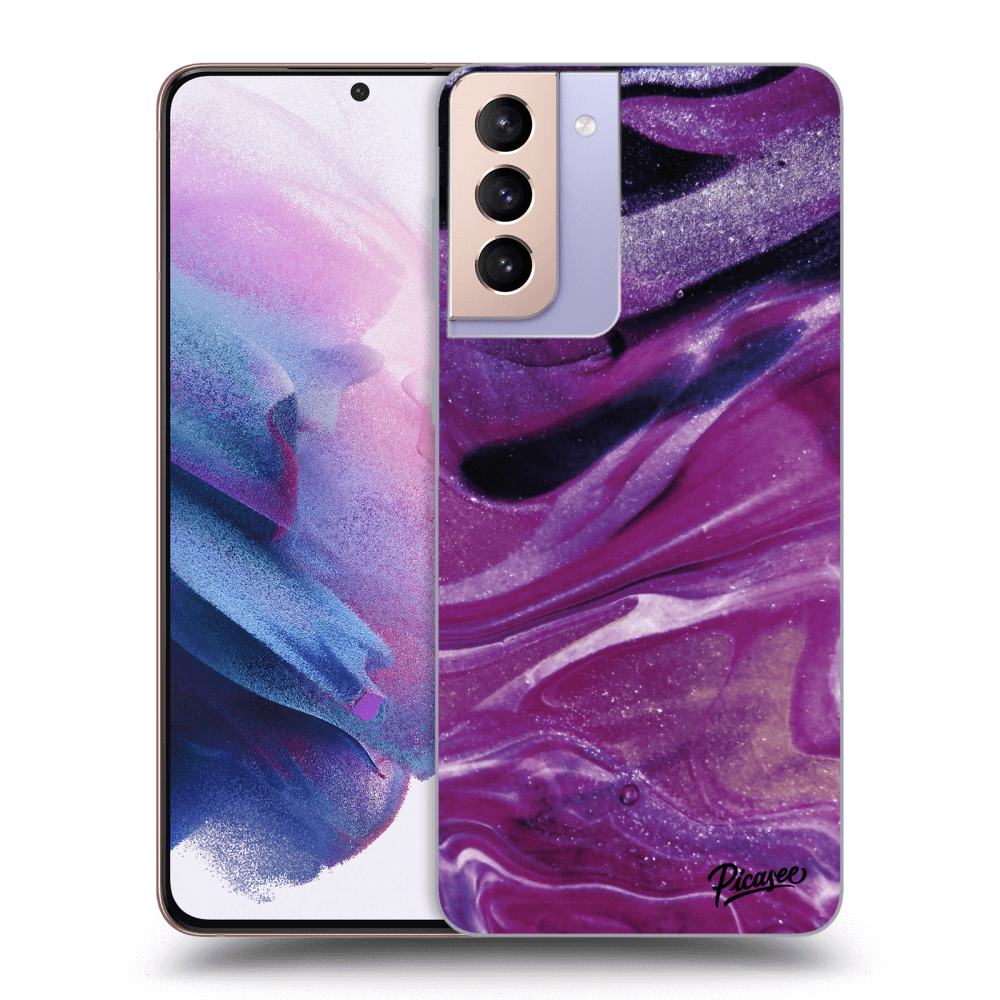 Silikonový černý Obal Pro Samsung Galaxy S21+ 5G G996F - Purple Glitter