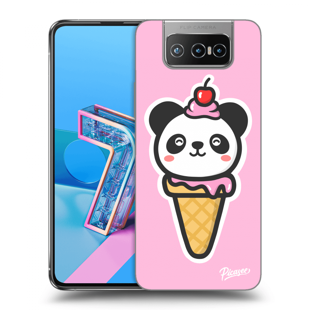 Picasee silikonový průhledný obal pro Asus Zenfone 7 ZS670KS - Ice Cream Panda