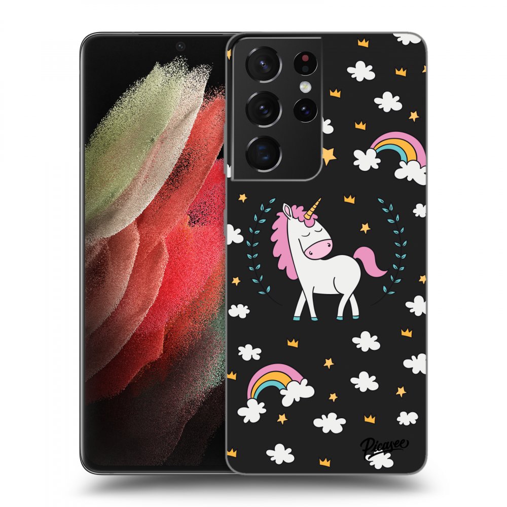 Picasee silikonový černý obal pro Samsung Galaxy S21 Ultra 5G G998B - Unicorn star heaven