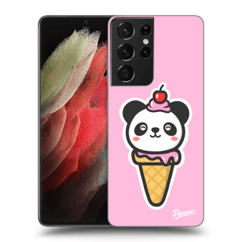 Picasee silikonový černý obal pro Samsung Galaxy S21 Ultra 5G G998B - Ice Cream Panda