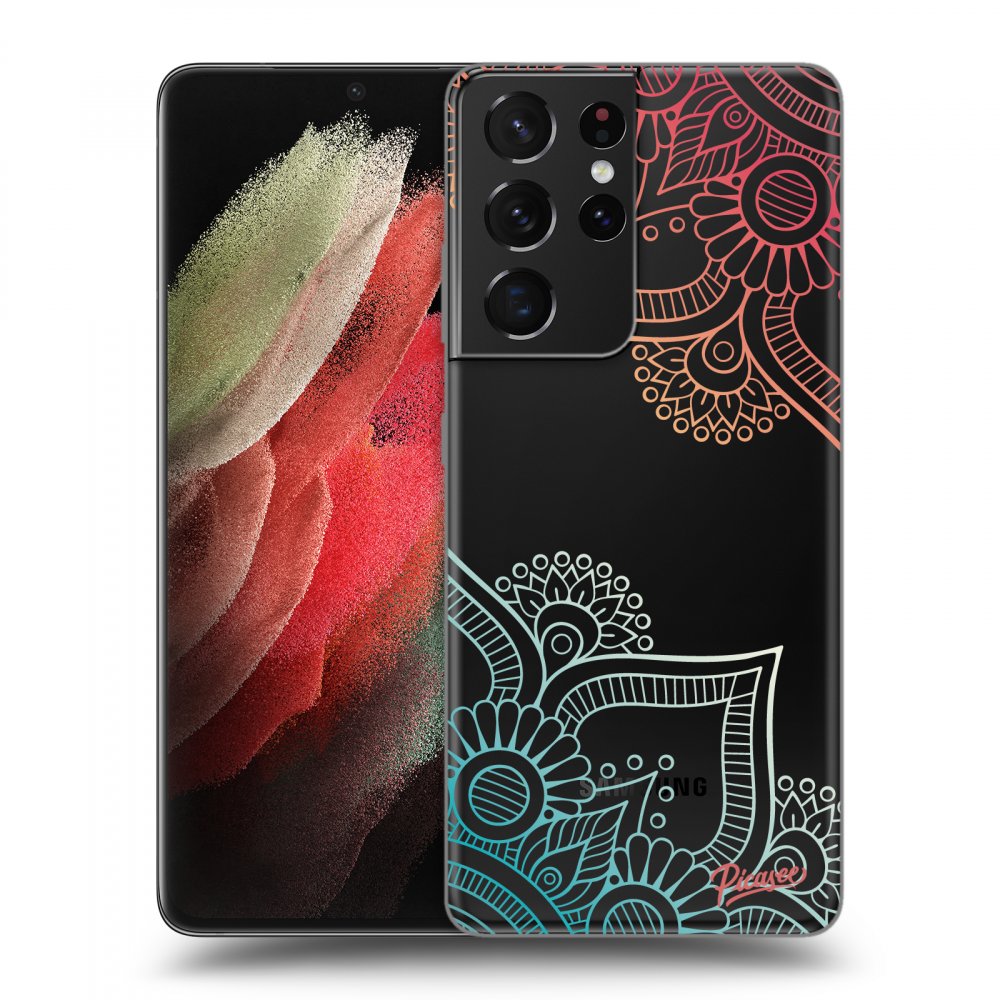Picasee silikonový průhledný obal pro Samsung Galaxy S21 Ultra 5G G998B - Flowers pattern