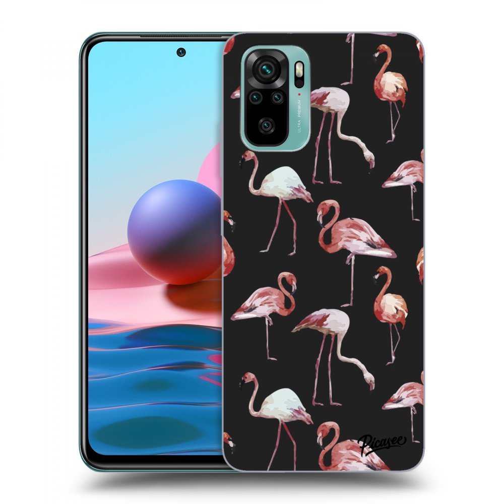 Picasee silikonový černý obal pro Xiaomi Redmi Note 10 - Flamingos