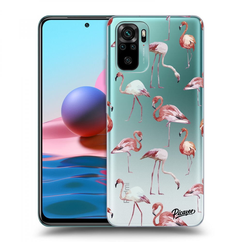Picasee silikonový průhledný obal pro Xiaomi Redmi Note 10 - Flamingos