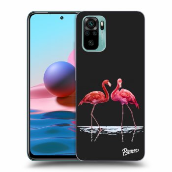 Picasee silikonový černý obal pro Xiaomi Redmi Note 10 - Flamingos couple