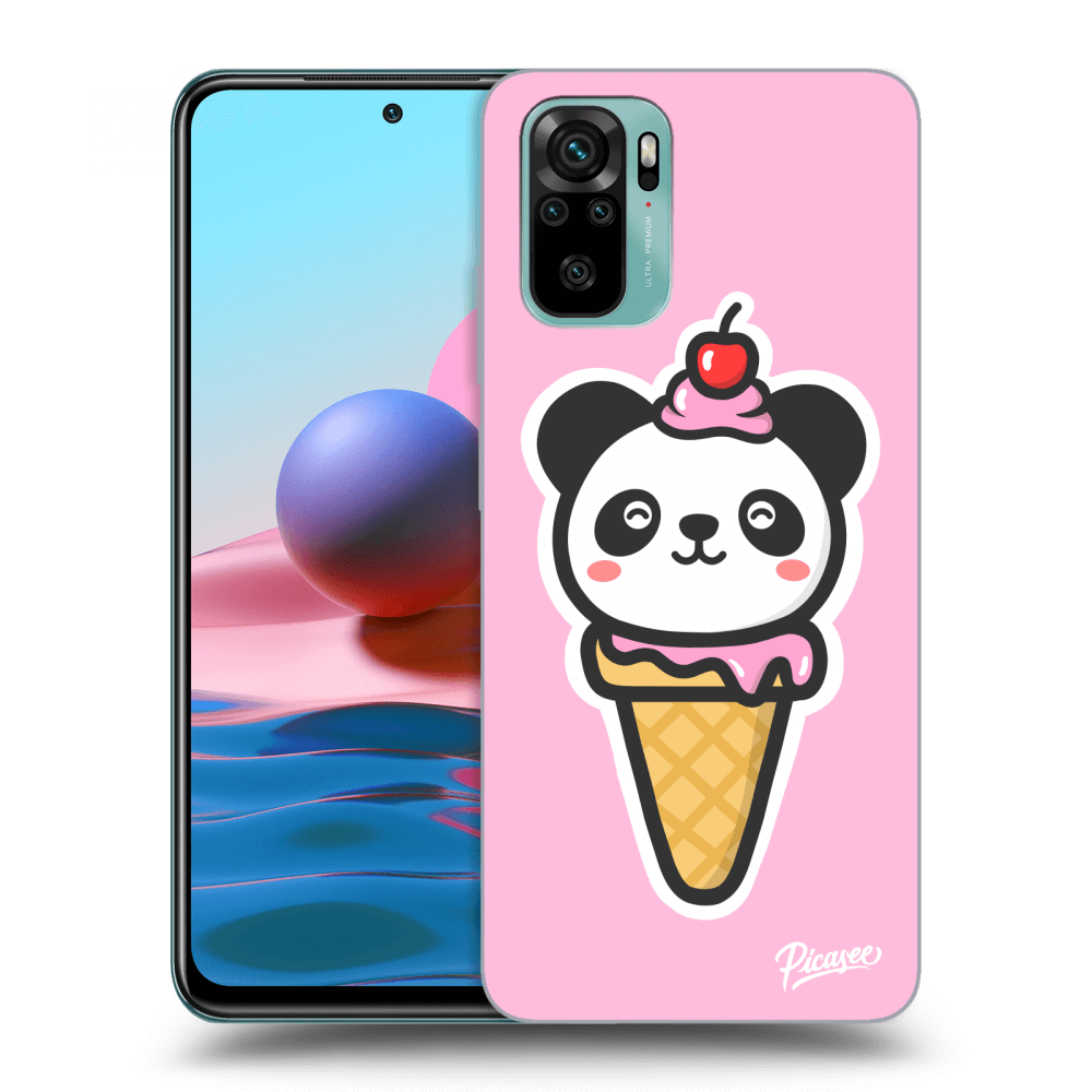 Picasee silikonový černý obal pro Xiaomi Redmi Note 10 - Ice Cream Panda