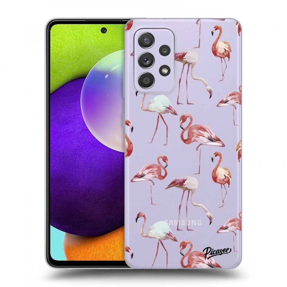 Picasee silikonový průhledný obal pro Samsung Galaxy A52 A525F - Flamingos