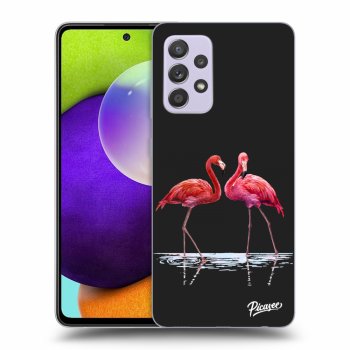 Picasee silikonový černý obal pro Samsung Galaxy A52 A525F - Flamingos couple