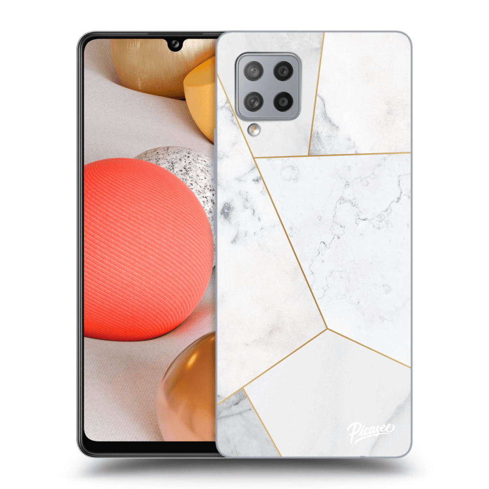 Picasee silikonový průhledný obal pro Samsung Galaxy A42 A426B - White tile