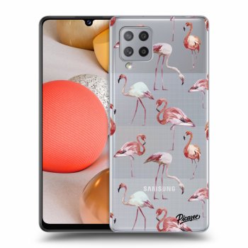 Picasee silikonový průhledný obal pro Samsung Galaxy A42 A426B - Flamingos