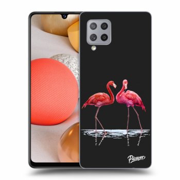 Picasee silikonový černý obal pro Samsung Galaxy A42 A426B - Flamingos couple