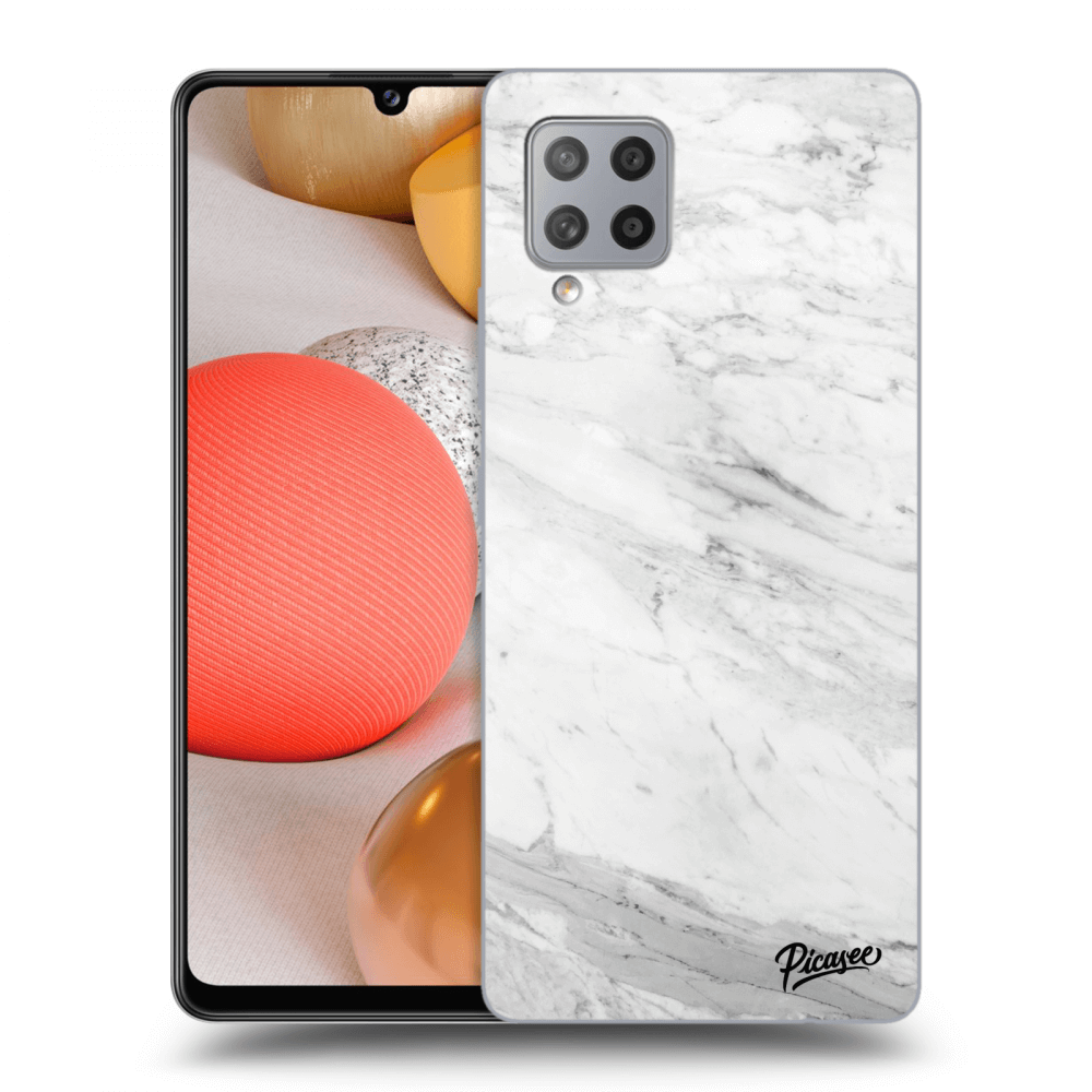 Picasee silikonový průhledný obal pro Samsung Galaxy A42 A426B - White marble