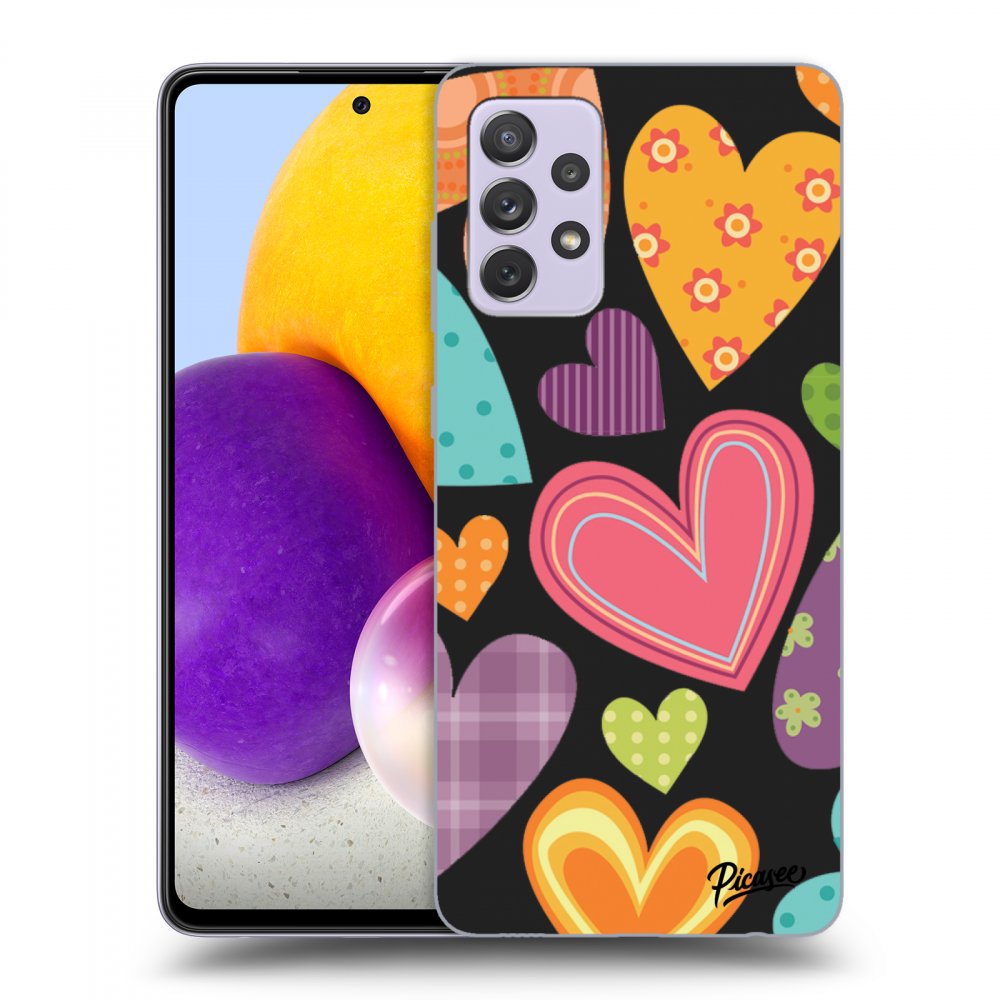 Picasee silikonový černý obal pro Samsung Galaxy A72 A725F - Colored heart