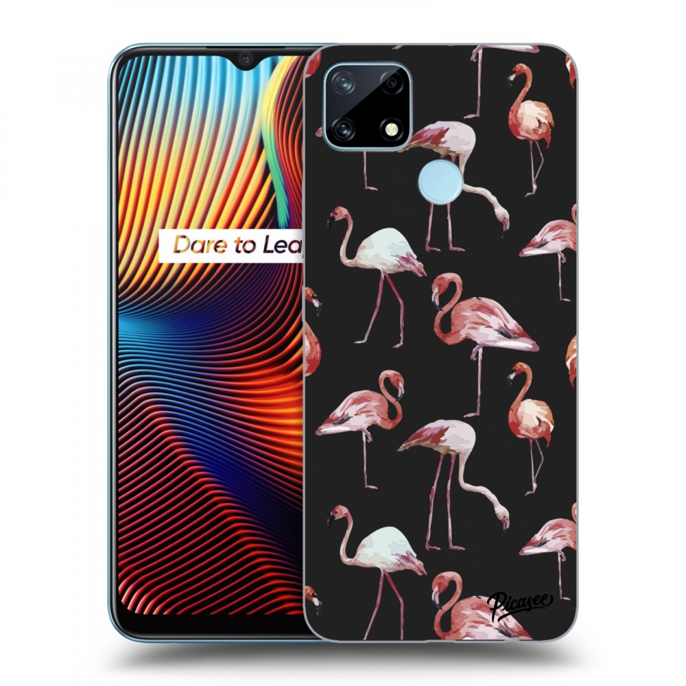 Picasee silikonový černý obal pro Realme 7i - Flamingos