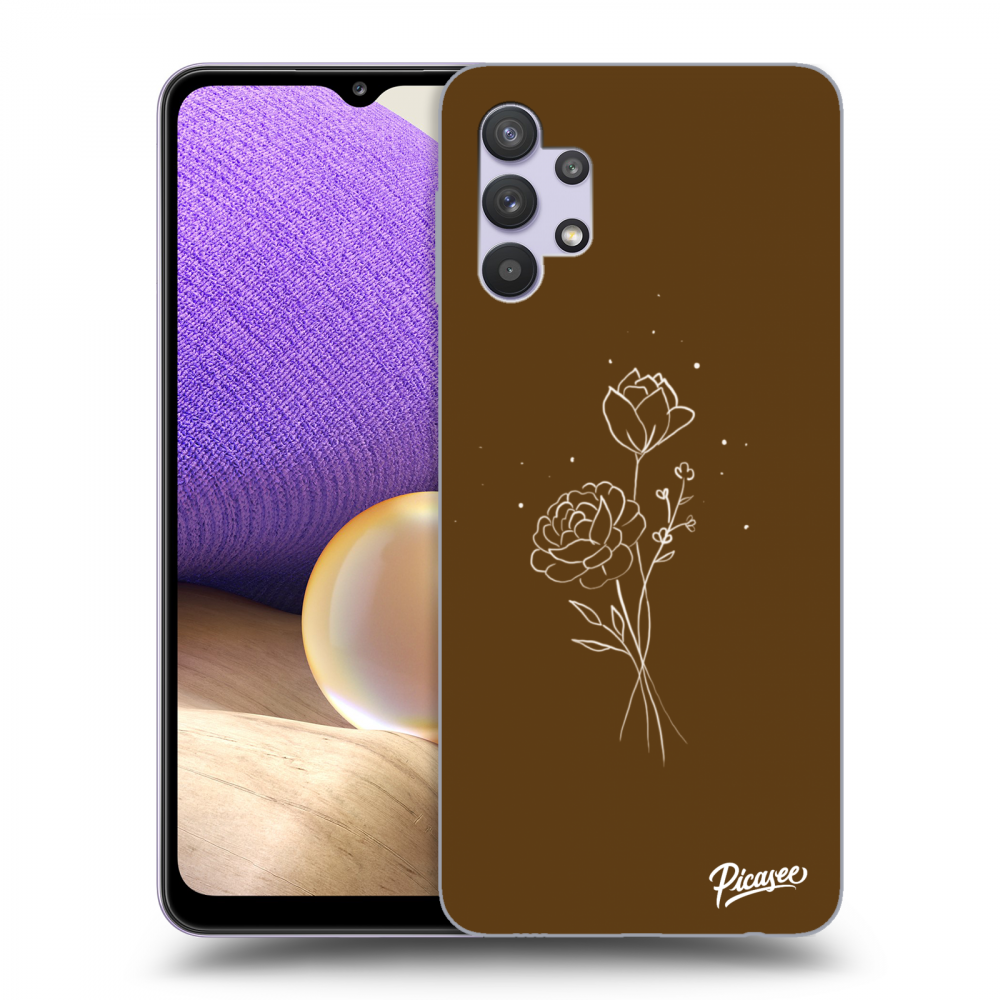 Picasee silikonový průhledný obal pro Samsung Galaxy A32 5G A326B - Brown flowers