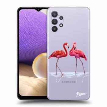 Picasee silikonový průhledný obal pro Samsung Galaxy A32 5G A326B - Flamingos couple