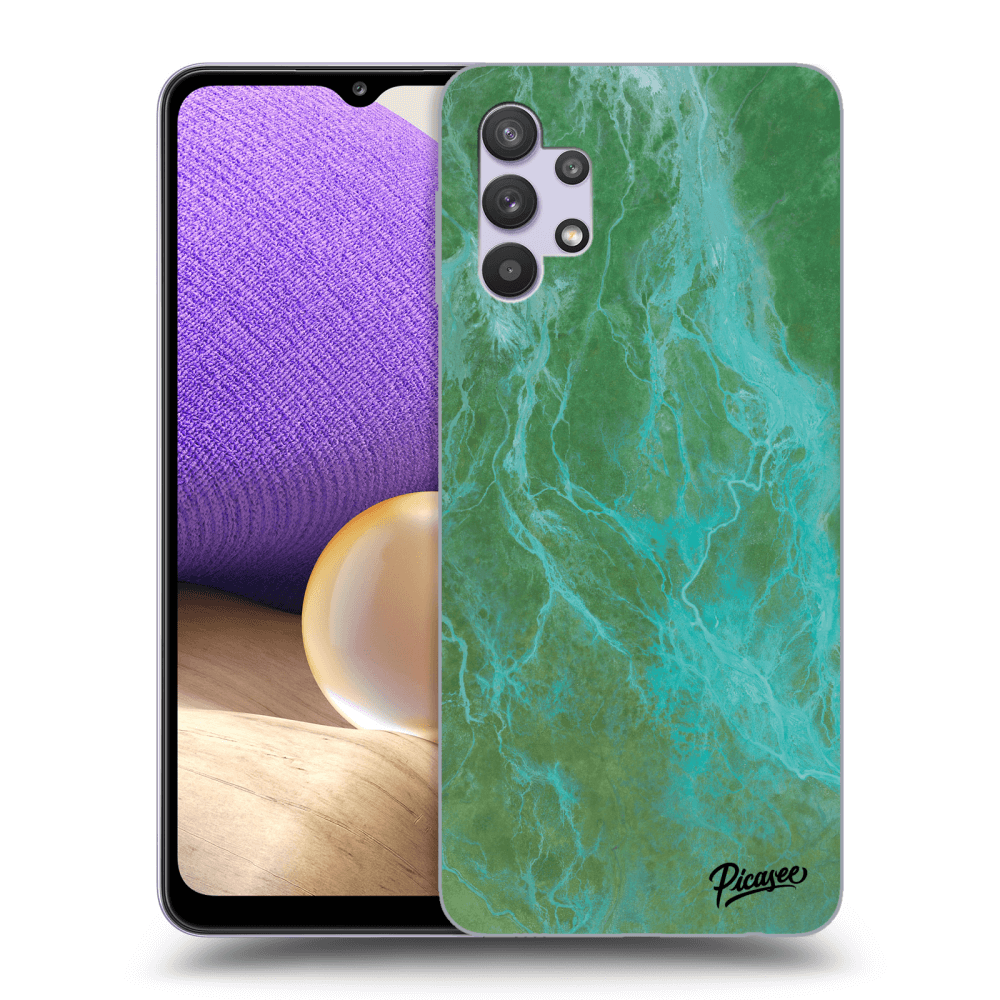 Picasee silikonový průhledný obal pro Samsung Galaxy A32 5G A326B - Green marble