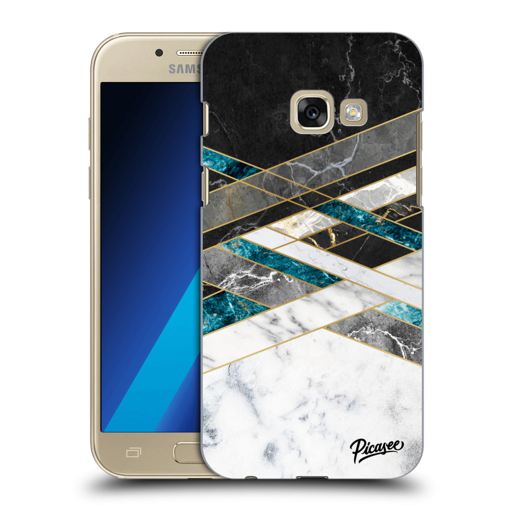 Picasee silikonový průhledný obal pro Samsung Galaxy A3 2017 A320F - Black & White geometry