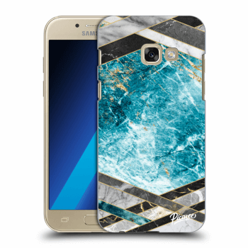 Picasee silikonový průhledný obal pro Samsung Galaxy A3 2017 A320F - Blue geometry