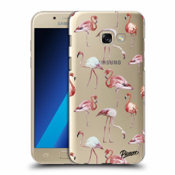 Picasee silikonový průhledný obal pro Samsung Galaxy A3 2017 A320F - Flamingos