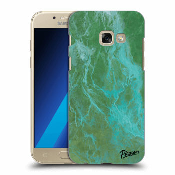 Picasee silikonový průhledný obal pro Samsung Galaxy A3 2017 A320F - Green marble