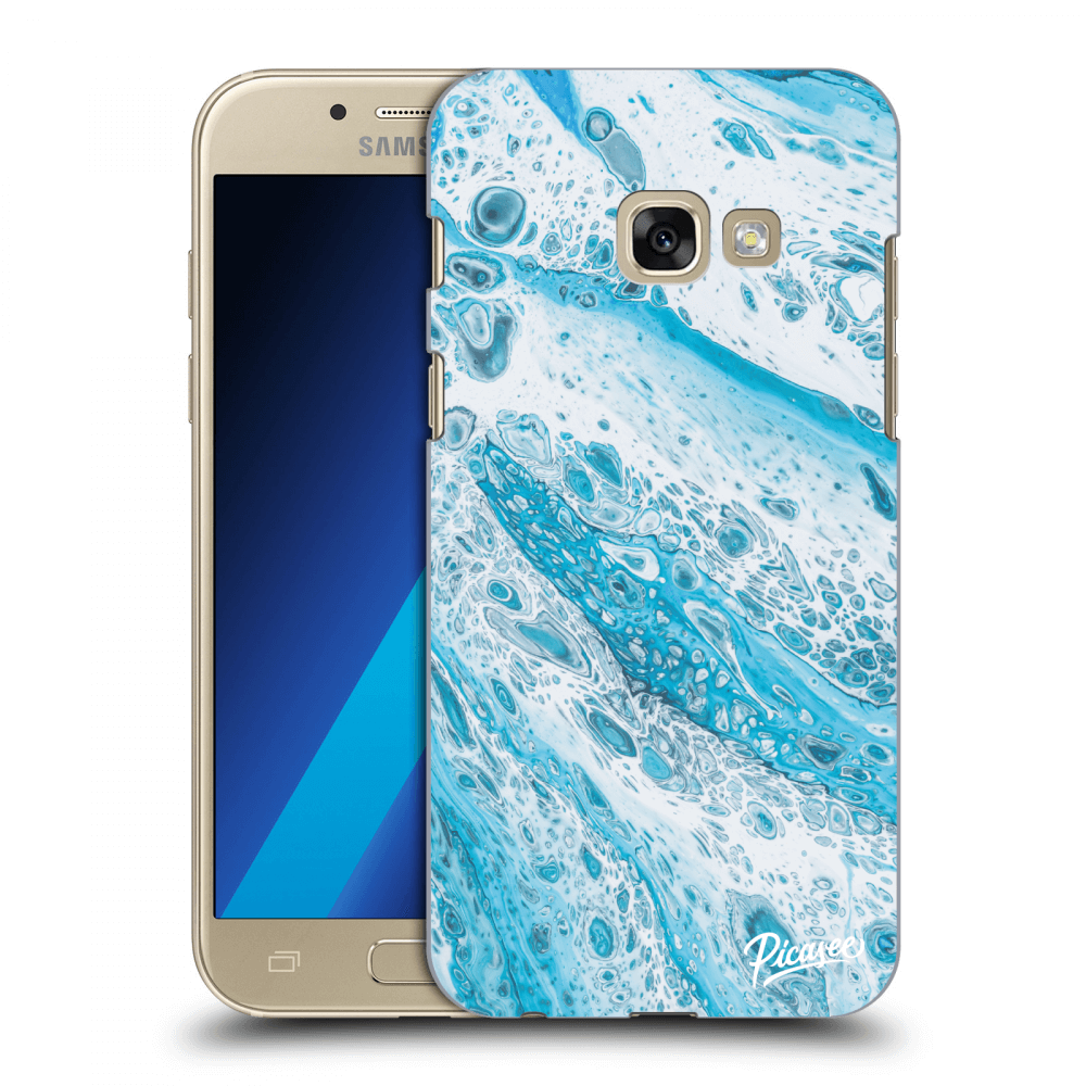 Picasee silikonový průhledný obal pro Samsung Galaxy A3 2017 A320F - Blue liquid
