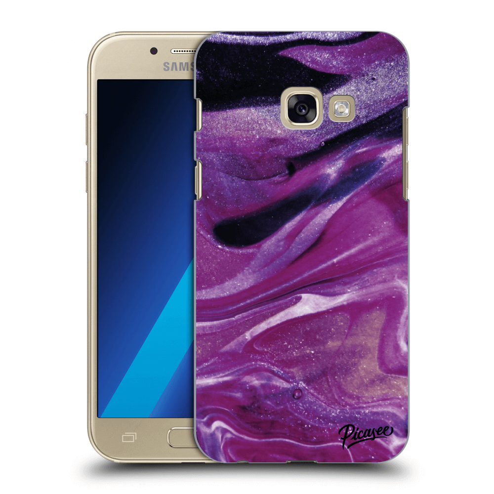 Picasee silikonový průhledný obal pro Samsung Galaxy A3 2017 A320F - Purple glitter
