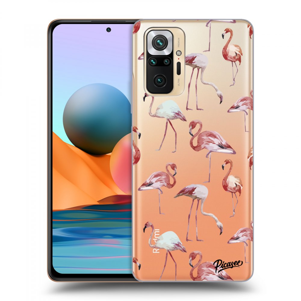 Picasee silikonový průhledný obal pro Xiaomi Redmi Note 10 Pro - Flamingos